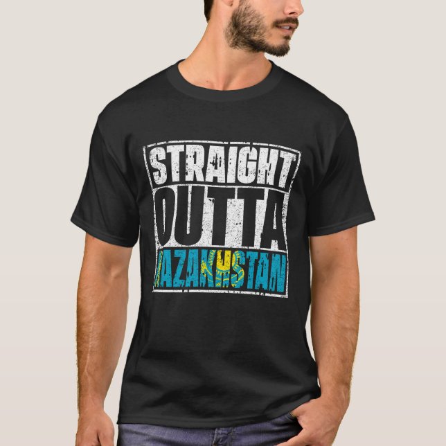 Straight Outta Kasachstan Flag T-Shirt (Vorderseite)
