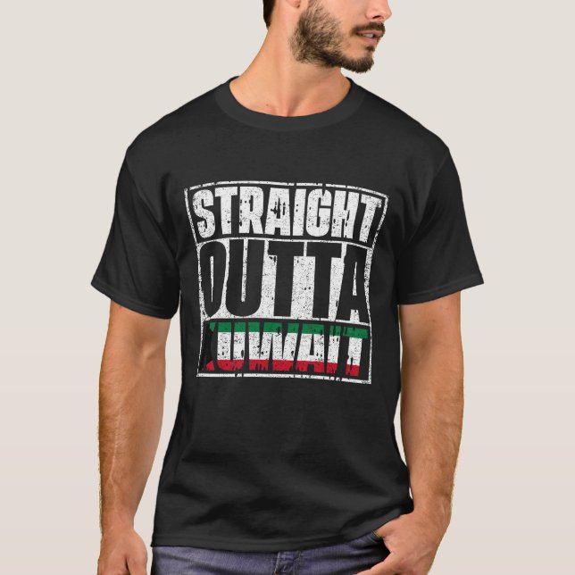 Straight Outta Kuwait Flag T-Shirt (Vorderseite)