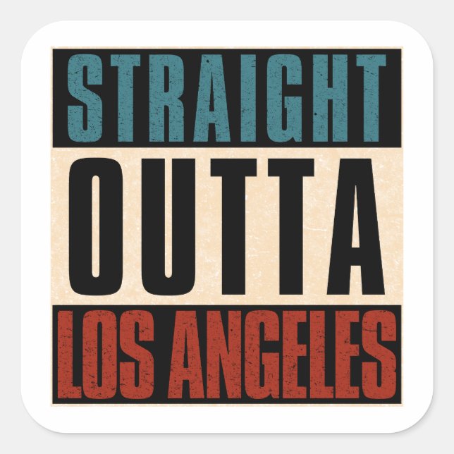 Straight Outta Los Angeles California USA Quadratischer Aufkleber (Vorderseite)