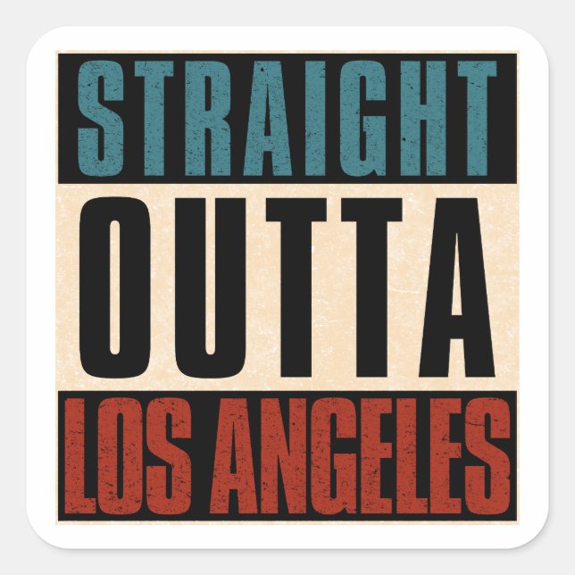 Straight Outta Los Angeles California USA Quadratischer Aufkleber (Vorderseite)
