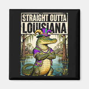 Straight Outta Louisiana Mardi Gras Alligator _1  Magnet