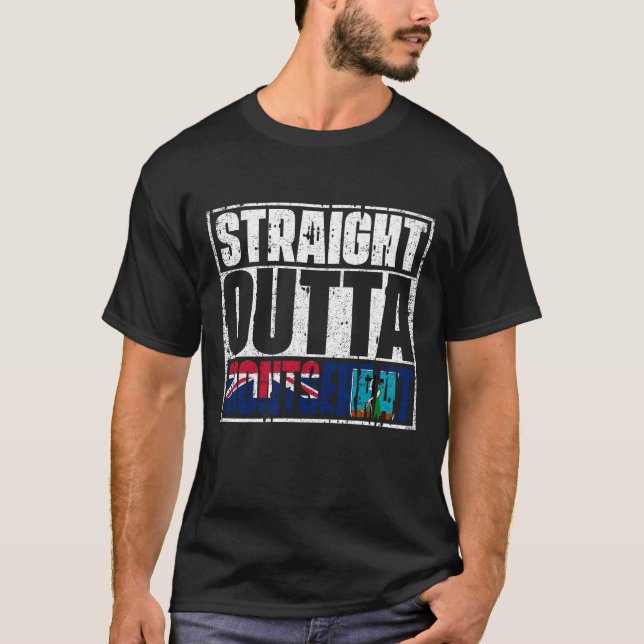 Straight Outta Montserrat Flag T-Shirt (Vorderseite)
