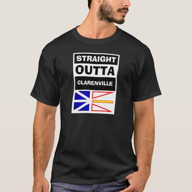 Straight Outta NL Stadtname Neufundland Flagge T-Shirt (Vorderseite)