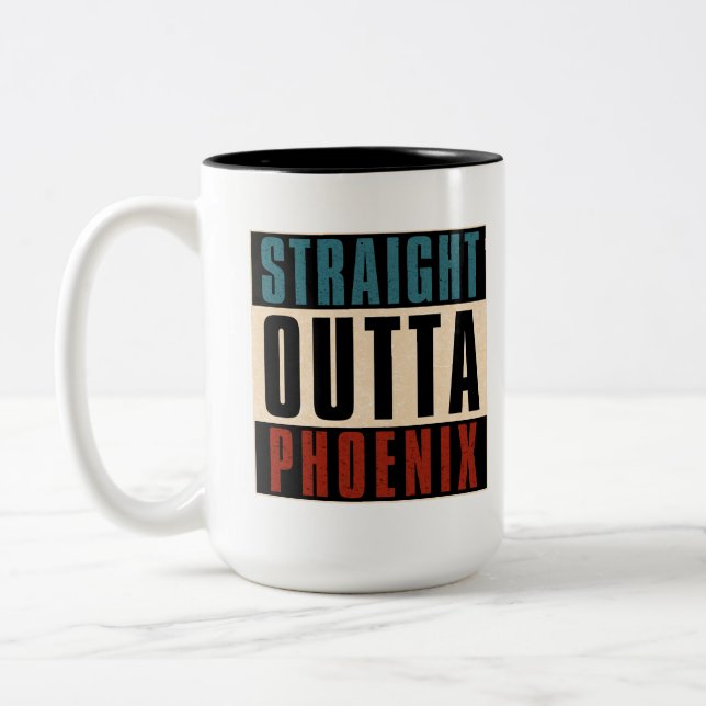 Straight Outta Phoenix Arizona AZ USA Zweifarbige Tasse (Links)