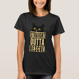 Straight Outta Rescue Schwarze Katze Männer Frauen T-Shirt