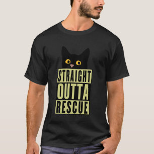 Straight Outta Rettung Schwarze Katze Männer Fraue T-Shirt