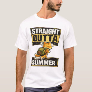 Straight Outta Sommer Vintage Katzen-Design T-Shirt
