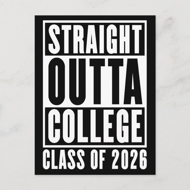Straight Outta Uni Class von 2026 Postkarte (Vorderseite)