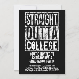 Straight Outta Uni Funny Graduation Party Einladung
