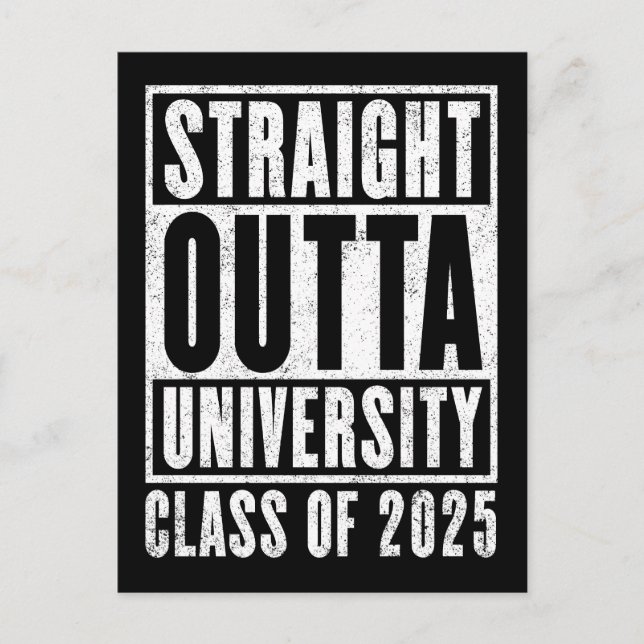 Straight Outta University 2025 Not leidende Versio Postkarte (Vorderseite)