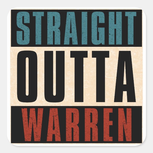 Straight Outta Warren Michigan MI Quadratischer Aufkleber (Vorderseite)