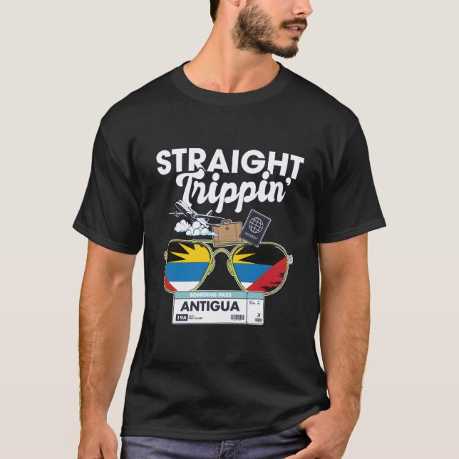 Straight Trippin' Antigua Ferien Tour Reisen T-Shirt (Vorderseite)