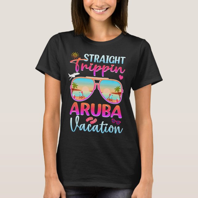 Straight Trippin Aruba 2025 Beach Summer Vacation T-Shirt (Vorderseite)