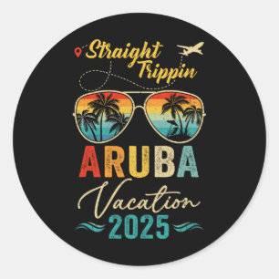 Straight Trippin Aruba 2025 Family Summer Vacation Runder Aufkleber