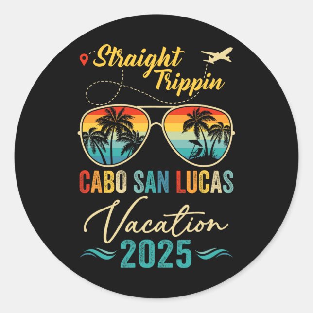 Straight Trippin Cabo San Lucas 2025 Family Summer Runder Aufkleber (Vorderseite)