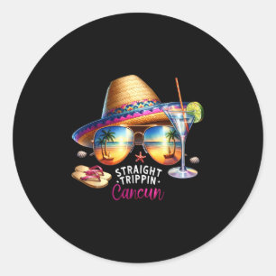 Straight Trippin Cancun Tropisches Mexiko Reise-Ur Runder Aufkleber