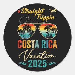Straight Trippin Costa Rica 2025 Family Summer Vac Runder Aufkleber