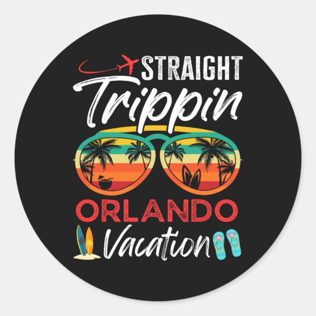 Straight Trippin Orlando Paare Familienurlaub G Runder Aufkleber (Vorderseite)