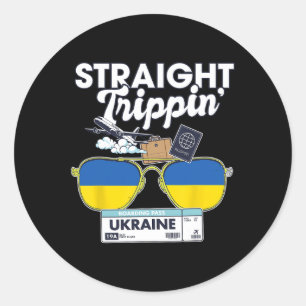 Straight Trippin' Ukraine Urlaubstour Reise Tri Runder Aufkleber