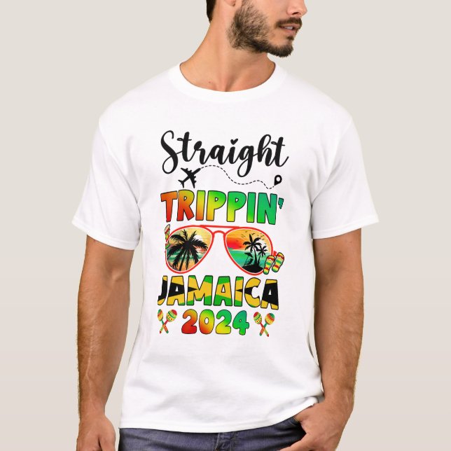 Straight Tripping Jamaica 2024 Family Vacation Mat T-Shirt (Vorderseite)