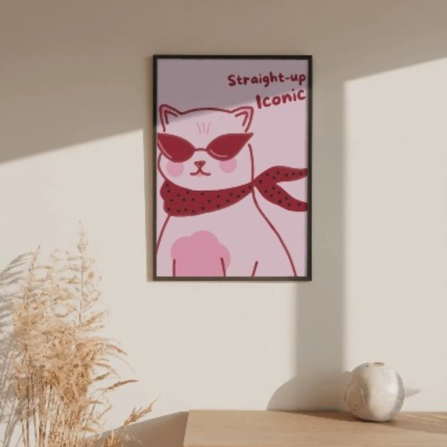 Straight-Up Iconic Pink Cat Poster (Von Creator hochgeladen)