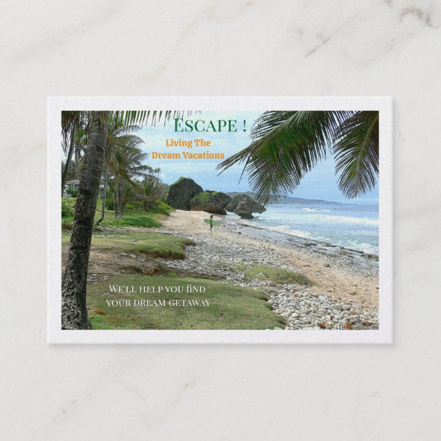 Strand, Abfahrt zur Insel/Agent Visitenkarte (Vorderseite)