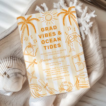 Strand-Abschluss-Vibes-Doodle Gelbe Abschlussfeier
