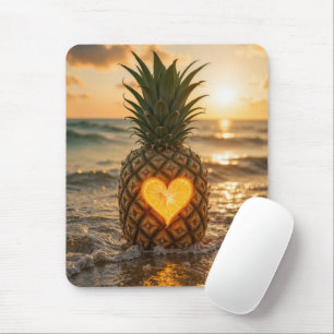 Strand-Ananas mit ausgehöhltem Herzen Mousepad
