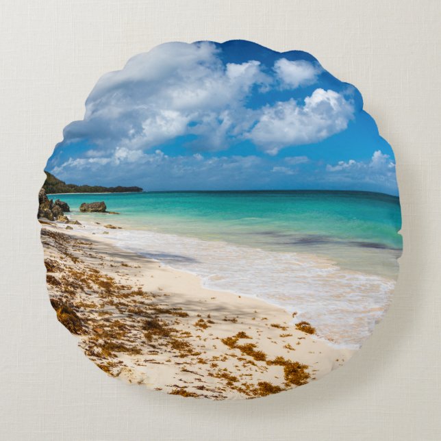 Strand Anse Canot auf Marie-Galante Rundes Kissen (Vorderseite)