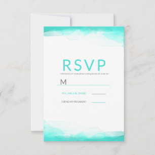 Strand Aqua Aquarell Moderne Hochzeit RSVP Karte