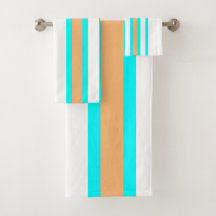 Strand-Aqua-Pfirsich-orange Weiß Striped
