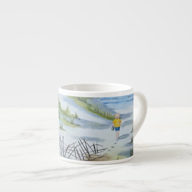Strand-Aquarell Espressotasse (Vorderseite Rechts)