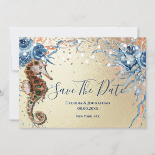 Strand Aquarell Muschel Insel Ozeanorange Save The Date
