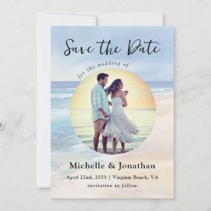 Strand Aquarell Ozean Foto Christliche Hochzeit Save The Date