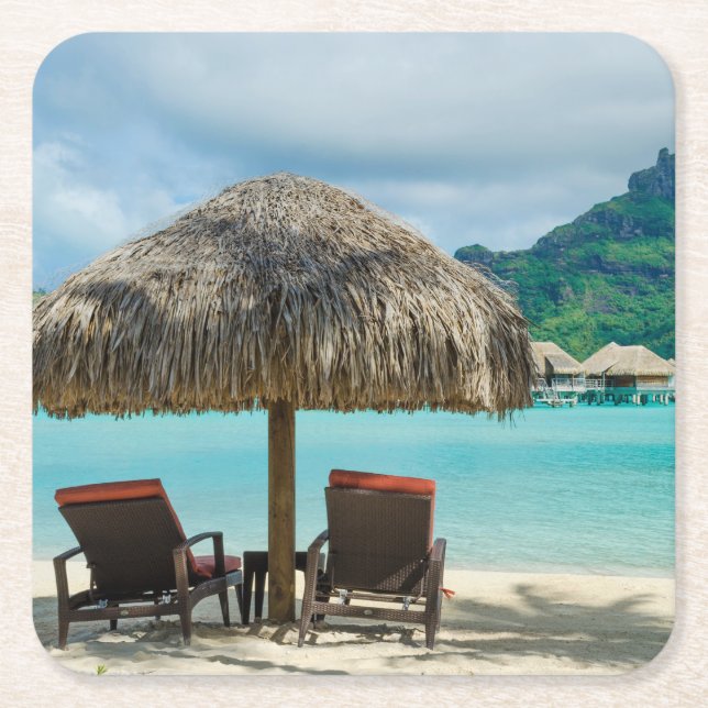 Strand auf Bora Bora Untersetzer (Vorderseite)