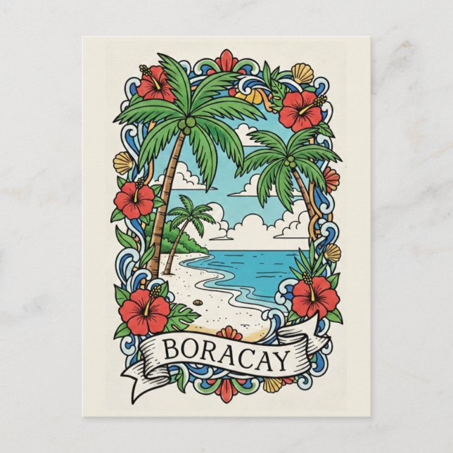 Strand auf Boracay Philippinen  Postkarte (Vorderseite)
