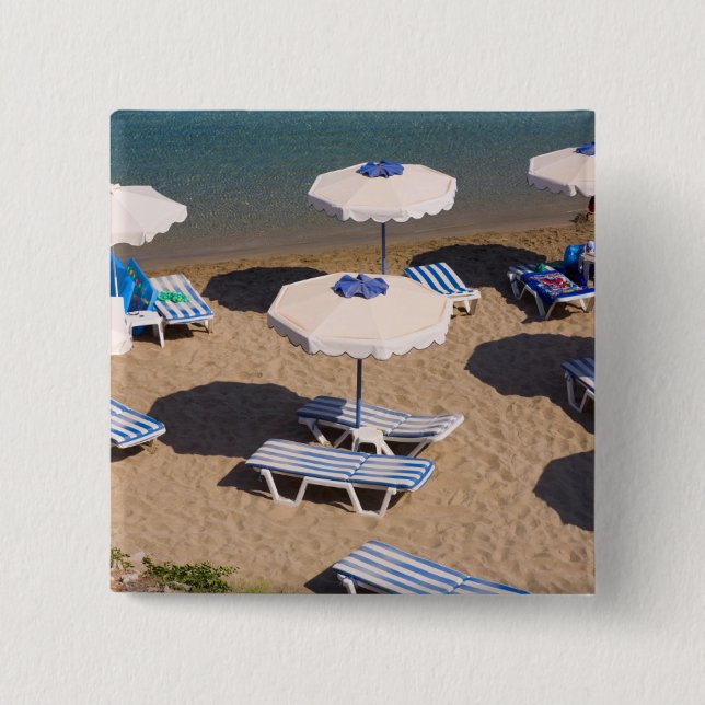 Strand-Aufenthaltsraum | Rhodos, Dodecanese Button (Vorderseite)