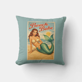 Strand-Babe Pin-Up Meerjungfrau Retro Küstenleben  Kissen