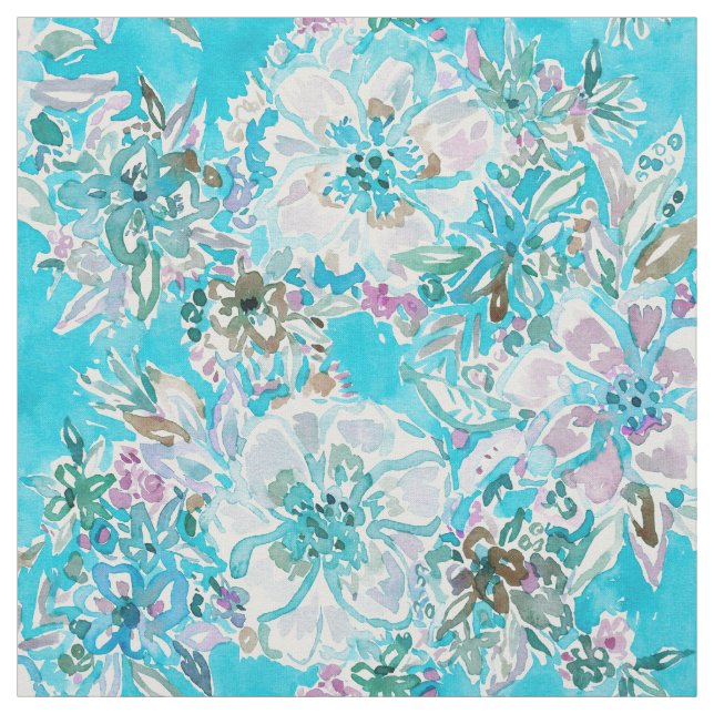 STRAND-BABY Aqua-Aquarell mit Blumen Stoff (Muster)