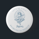 Strand Bachelorette Button<br><div class="desc">Bachelorette-Wochenende-Party-Taste,  personalisiert mit Ihrem Namen,  mit einer Frau in einem Cowgirl-Thema an der Küste. Ideal für Ihre Bachelorette am Strand.</div>