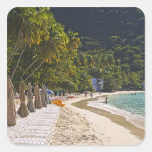 Strand bei Cane Garden Bay, Insel Tortola Quadratischer Aufkleber