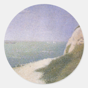 Strand bei Honfleur von Georges Seurat, Vintage Ku Runder Aufkleber