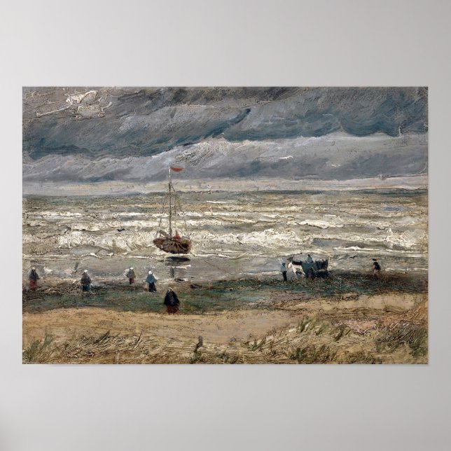 Strand bei Scheveningen im Stormy Weather by Vince Poster (Vorne)