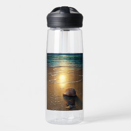 Strand bei Sonnenuntergang mit Muscheln Wasserflas Trinkflasche