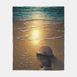 Strand bei Sunset mit Muscheln Fleecedecke