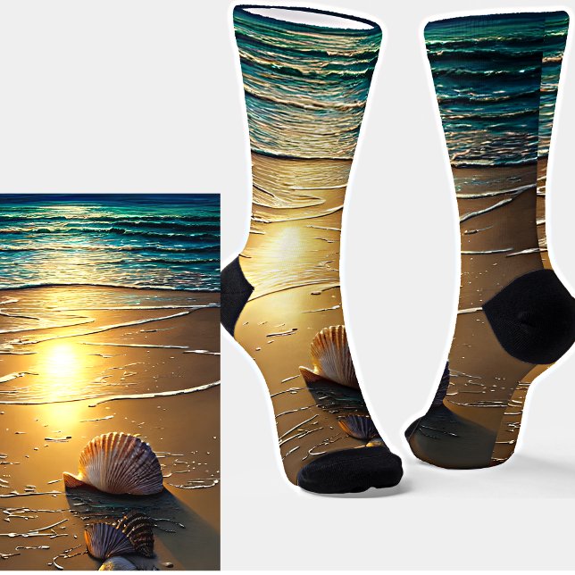 Strand bei Sunset mit Muscheln Socken (Von Creator hochgeladen)
