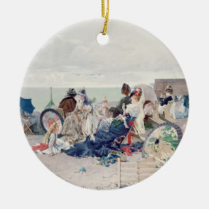 Strand bei Yport, 1878 (Öl auf Leinwand) Keramik Ornament
