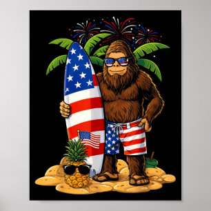 Strand Bigfoot Surf USA 4. Juli Patriotisch 250 Poster