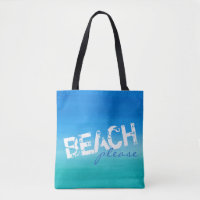 Strand Bitte Aquarell Ozean Blue Green Tote Tasche