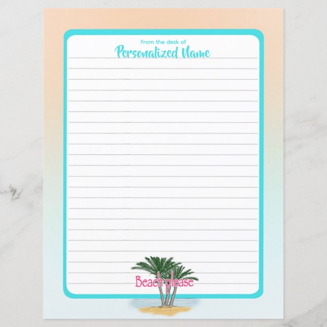 Strand Bitte begrenzt Papierblatt (Vorderseite)